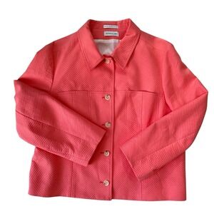VTG Bernard Zins France Blazer Womens Sz 16 Cotton Lined Jacket Orange Coral EUC